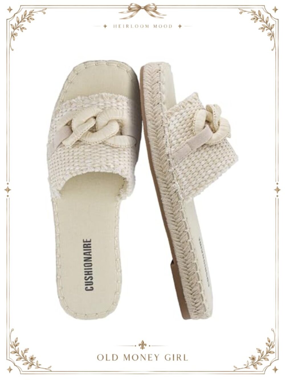Raffia Woven Bow Slide Espadrille Sandals Cushioned Flat Summer Beach